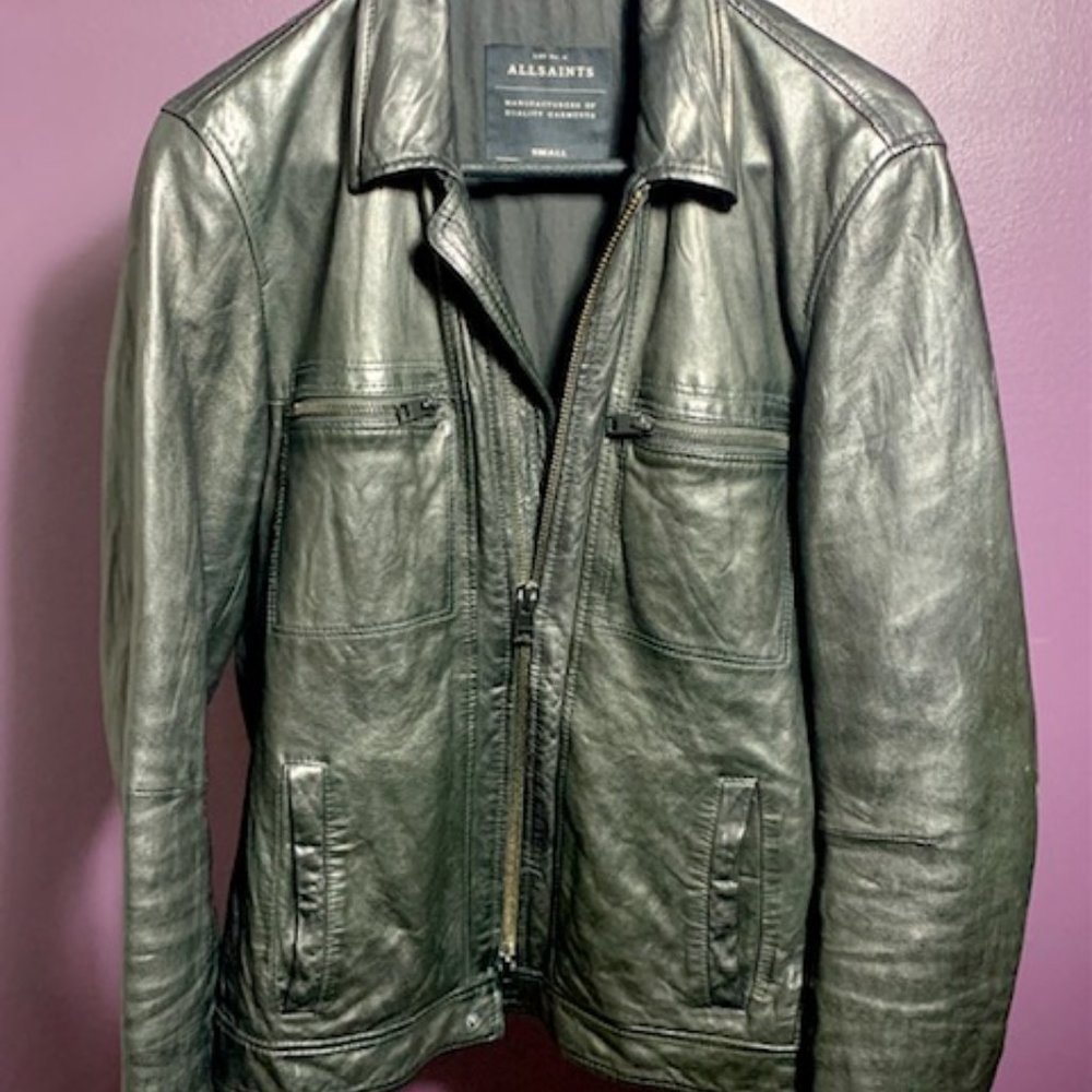All Saints Men's Leather Jacket Size Small